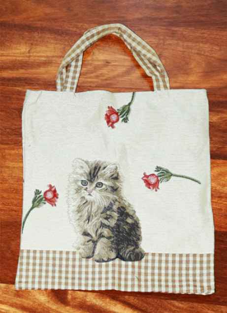 Einkaufstasche für Katzenfreunde: " Katze mit Blüte"